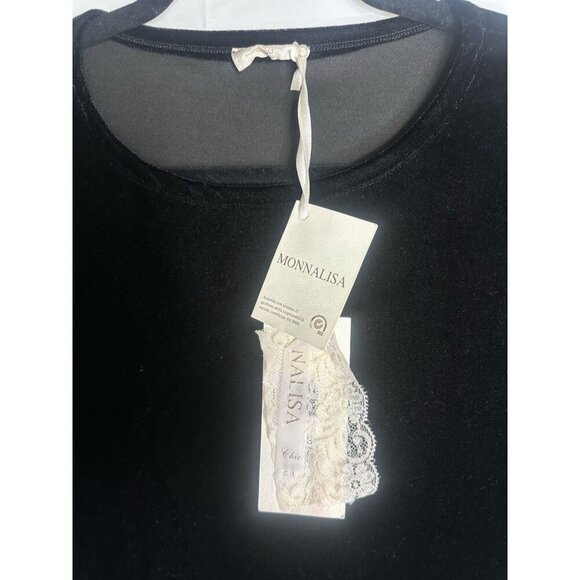 MONNALISA Black Velvet Long Sleeve PARTY DRESS Size Women’s Medium ITALY $382 - Picture 7 of 12
